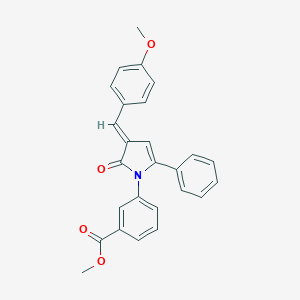 molecular formula C26H21NO4 B393187 METHYL 3-[(3E)-3-[(4-METHOXYPHENYL)METHYLIDENE]-2-OXO-5-PHENYL-2,3-DIHYDRO-1H-PYRROL-1-YL]BENZOATE 