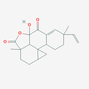 molecular formula C20H24O4 B039320 5-Ethenyl-9-hydroxy-5,12-dimethyl-10-oxapentacyclo[7.7.1.01,15.02,7.012,17]heptadec-6-ene-8,11-dione CAS No. 113122-50-2