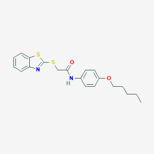 molecular formula C20H22N2O2S2 B393203 2-(1,3-benzothiazol-2-ylsulfanyl)-N-[4-(pentyloxy)phenyl]acetamide CAS No. 339337-40-5