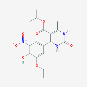 molecular formula C17H21N3O7 B3932066 Propan-2-yl 4-(3-ethoxy-4-hydroxy-5-nitrophenyl)-6-methyl-2-oxo-1,2,3,4-tetrahydropyrimidine-5-carboxylate 