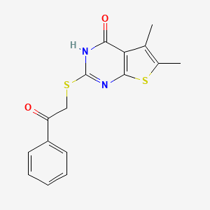 molecular formula C16H14N2O2S2 B3932069 5,6-dimethyl-2-[(2-oxo-2-phenylethyl)sulfanyl]-1H-thieno[2,3-d]pyrimidin-4-one 