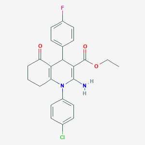 molecular formula C24H22ClFN2O3 B393230 Ethyl 2-amino-1-(4-chlorophenyl)-4-(4-fluorophenyl)-5-oxo-1,4,5,6,7,8-hexahydro-3-quinolinecarboxylate 