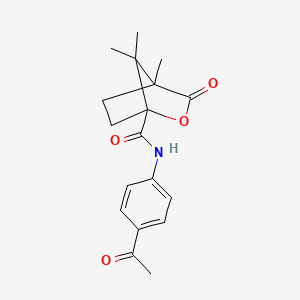 molecular formula C18H21NO4 B3932340 N-(4-acetylphenyl)-4,7,7-trimethyl-3-oxo-2-oxabicyclo[2.2.1]heptane-1-carboxamide 