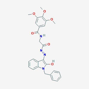 molecular formula C27H26N4O6 B393235 N-({N'-[(3E)-1-BENZYL-2-OXO-2,3-DIHYDRO-1H-INDOL-3-YLIDENE]HYDRAZINECARBONYL}METHYL)-3,4,5-TRIMETHOXYBENZAMIDE 