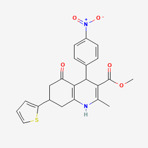 molecular formula C22H20N2O5S B3932439 Methyl 2-methyl-4-(4-nitrophenyl)-5-oxo-7-(thiophen-2-yl)-1,4,5,6,7,8-hexahydroquinoline-3-carboxylate 