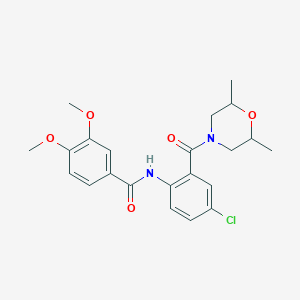 molecular formula C22H25ClN2O5 B3932469 N-[4-chloro-2-(2,6-dimethylmorpholine-4-carbonyl)phenyl]-3,4-dimethoxybenzamide 