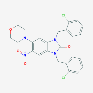 B393252 1,3-Bis[(2-chlorophenyl)methyl]-5-morpholin-4-yl-6-nitrobenzimidazol-2-one CAS No. 5625-92-3