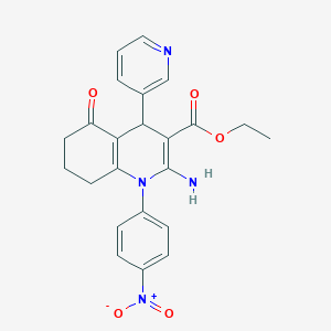 molecular formula C23H22N4O5 B393262 ethyl 2-amino-1-(4-nitrophenyl)-5-oxo-4-(pyridin-3-yl)-1,4,5,6,7,8-hexahydroquinoline-3-carboxylate 
