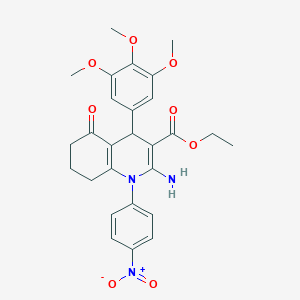 molecular formula C27H29N3O8 B393266 ethyl 2-amino-1-(4-nitrophenyl)-5-oxo-4-(3,4,5-trimethoxyphenyl)-1,4,5,6,7,8-hexahydroquinoline-3-carboxylate 