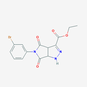 molecular formula C14H12BrN3O4 B393268 Ethyl 5-(3-bromophenyl)-4,6-dioxo-1,3a,4,5,6,6a-hexahydropyrrolo[3,4-c]pyrazole-3-carboxylate CAS No. 342417-44-1