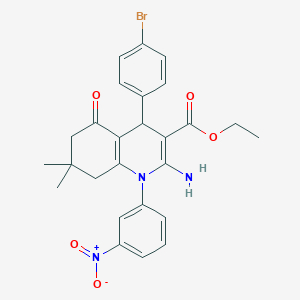 molecular formula C26H26BrN3O5 B393275 ETHYL 2-AMINO-4-(4-BROMOPHENYL)-7,7-DIMETHYL-1-(3-NITROPHENYL)-5-OXO-1,4,5,6,7,8-HEXAHYDRO-3-QUINOLINECARBOXYLATE 