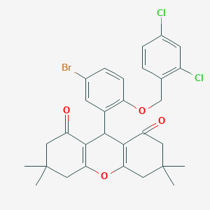 molecular formula C30H29BrCl2O4 B393277 9-{5-bromo-2-[(2,4-dichlorobenzyl)oxy]phenyl}-3,3,6,6-tetramethyl-3,4,5,6,7,9-hexahydro-1H-xanthene-1,8(2H)-dione 