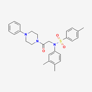 molecular formula C27H31N3O3S B3932825 N-(3,4-dimethylphenyl)-4-methyl-N-[2-oxo-2-(4-phenylpiperazin-1-yl)ethyl]benzenesulfonamide 