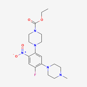 molecular formula C18H26FN5O4 B3932867 ethyl 4-[4-fluoro-5-(4-methylpiperazin-1-yl)-2-nitrophenyl]piperazine-1-carboxylate 