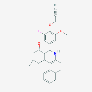 molecular formula C29H26INO3 B393289 5-[3-IODO-5-METHOXY-4-(PROP-2-YN-1-YLOXY)PHENYL]-2,2-DIMETHYL-1H,2H,3H,4H,5H,6H-BENZO[A]PHENANTHRIDIN-4-ONE 