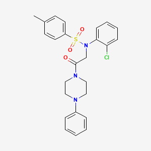 molecular formula C25H26ClN3O3S B3932934 N-(2-chlorophenyl)-4-methyl-N-[2-oxo-2-(4-phenylpiperazin-1-yl)ethyl]benzenesulfonamide 