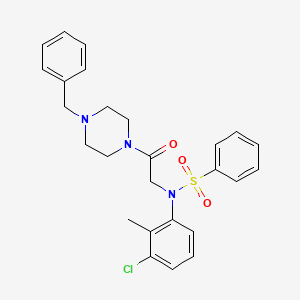 molecular formula C26H28ClN3O3S B3933008 N-[2-(4-benzylpiperazin-1-yl)-2-oxoethyl]-N-(3-chloro-2-methylphenyl)benzenesulfonamide 