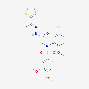 molecular formula C23H24ClN3O6S2 B393301 N-(5-chloro-2-methoxyphenyl)-3,4-dimethoxy-N-(2-oxo-2-{2-[1-(2-thienyl)ethylidene]hydrazino}ethyl)benzenesulfonamide 