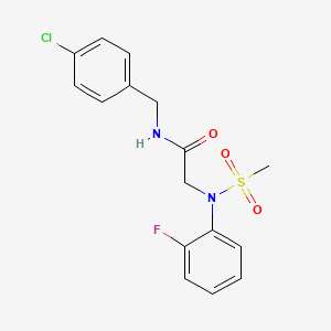 molecular formula C16H16ClFN2O3S B3933184 N-[(4-chlorophenyl)methyl]-2-(2-fluoro-N-methylsulfonylanilino)acetamide 