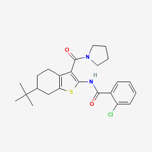 molecular formula C24H29ClN2O2S B3933220 N-[6-tert-butyl-3-(pyrrolidine-1-carbonyl)-4,5,6,7-tetrahydro-1-benzothiophen-2-yl]-2-chlorobenzamide 