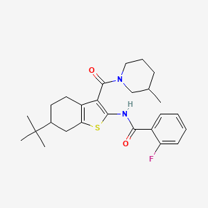 molecular formula C26H33FN2O2S B3933225 N-[6-tert-butyl-3-(3-methylpiperidine-1-carbonyl)-4,5,6,7-tetrahydro-1-benzothiophen-2-yl]-2-fluorobenzamide 