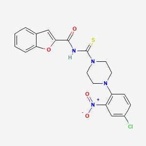 molecular formula C20H17ClN4O4S B3933261 N-{[4-(4-chloro-2-nitrophenyl)piperazin-1-yl]carbonothioyl}-1-benzofuran-2-carboxamide 