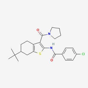 molecular formula C24H29ClN2O2S B3933274 N-[6-tert-butyl-3-(pyrrolidine-1-carbonyl)-4,5,6,7-tetrahydro-1-benzothiophen-2-yl]-4-chlorobenzamide 