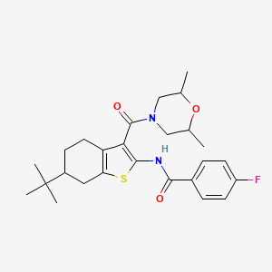 molecular formula C26H33FN2O3S B3933321 N-[6-tert-butyl-3-(2,6-dimethylmorpholine-4-carbonyl)-4,5,6,7-tetrahydro-1-benzothiophen-2-yl]-4-fluorobenzamide 