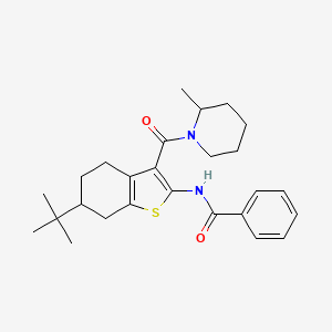 molecular formula C26H34N2O2S B3933342 N-[6-tert-butyl-3-(2-methylpiperidine-1-carbonyl)-4,5,6,7-tetrahydro-1-benzothiophen-2-yl]benzamide 