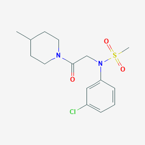 molecular formula C15H21ClN2O3S B3933350 N-(3-chlorophenyl)-N-[2-(4-methylpiperidin-1-yl)-2-oxoethyl]methanesulfonamide 