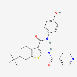molecular formula C26H29N3O3S B3933365 N-{6-Tert-butyl-3-[(4-methoxyphenyl)carbamoyl]-4,5,6,7-tetrahydro-1-benzothiophen-2-YL}pyridine-4-carboxamide 