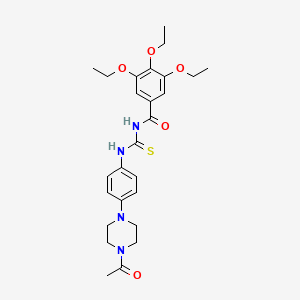 molecular formula C26H34N4O5S B3933407 N-{[4-(4-acetylpiperazin-1-yl)phenyl]carbamothioyl}-3,4,5-triethoxybenzamide 