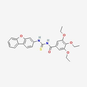 molecular formula C26H26N2O5S B3933464 N-(dibenzo[b,d]furan-3-ylcarbamothioyl)-3,4,5-triethoxybenzamide 
