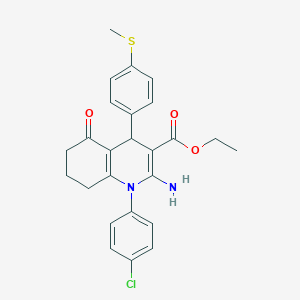 molecular formula C25H25ClN2O3S B393352 Ethyl 2-amino-1-(4-chlorophenyl)-4-[4-(methylsulfanyl)phenyl]-5-oxo-1,4,5,6,7,8-hexahydro-3-quinolinecarboxylate 