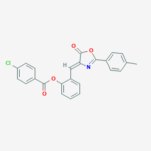 molecular formula C24H16ClNO4 B393357 [2-[(Z)-[2-(4-methylphenyl)-5-oxo-1,3-oxazol-4-ylidene]methyl]phenyl] 4-chlorobenzoate 