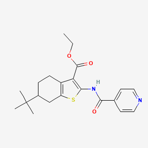 molecular formula C21H26N2O3S B3933586 Ethyl 6-tert-butyl-2-[(pyridin-4-ylcarbonyl)amino]-4,5,6,7-tetrahydro-1-benzothiophene-3-carboxylate 