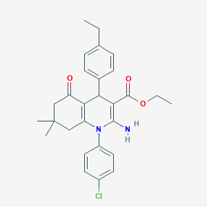 molecular formula C28H31ClN2O3 B393373 Ethyl 2-amino-1-(4-chlorophenyl)-4-(4-ethylphenyl)-7,7-dimethyl-5-oxo-1,4,5,6,7,8-hexahydro-3-quinolinecarboxylate 