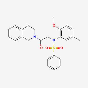 molecular formula C25H26N2O4S B3933781 N-(2-METHOXY-5-METHYLPHENYL)-N-[2-OXO-2-(1,2,3,4-TETRAHYDROISOQUINOLIN-2-YL)ETHYL]BENZENESULFONAMIDE 
