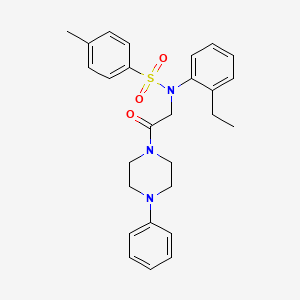 molecular formula C27H31N3O3S B3933969 N-(2-ethylphenyl)-4-methyl-N-[2-oxo-2-(4-phenylpiperazin-1-yl)ethyl]benzenesulfonamide 