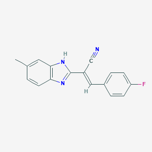 molecular formula C17H12FN3 B393399 (2E)-3-(4-FLUOROPHENYL)-2-(5-METHYL-1H-1,3-BENZODIAZOL-2-YL)PROP-2-ENENITRILE 