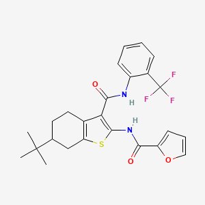 molecular formula C25H25F3N2O3S B3934096 N-(6-Tert-butyl-3-{[2-(trifluoromethyl)phenyl]carbamoyl}-4,5,6,7-tetrahydro-1-benzothiophen-2-YL)furan-2-carboxamide 