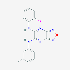 molecular formula C17H13IN6O B393420 N-(2-iodophenyl)-N'-(3-methylphenyl)[1,2,5]oxadiazolo[3,4-b]pyrazine-5,6-diamine 