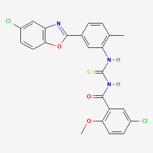 molecular formula C23H17Cl2N3O3S B3934201 5-chloro-N-{[5-(5-chloro-1,3-benzoxazol-2-yl)-2-methylphenyl]carbamothioyl}-2-methoxybenzamide CAS No. 6451-05-4