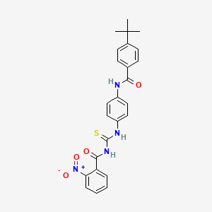 molecular formula C25H24N4O4S B3934219 N-[(4-{[(4-tert-butylphenyl)carbonyl]amino}phenyl)carbamothioyl]-2-nitrobenzamide 