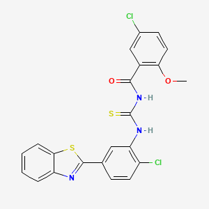 molecular formula C22H15Cl2N3O2S2 B3934254 N-{[5-(1,3-benzothiazol-2-yl)-2-chlorophenyl]carbamothioyl}-5-chloro-2-methoxybenzamide 