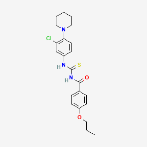 molecular formula C22H26ClN3O2S B3934296 N-{[3-chloro-4-(piperidin-1-yl)phenyl]carbamothioyl}-4-propoxybenzamide 