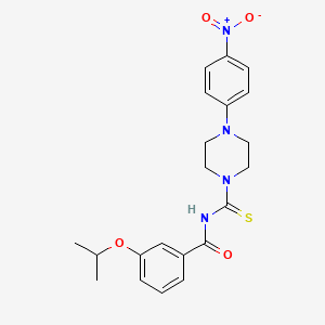molecular formula C21H24N4O4S B3934361 N-{[4-(4-nitrophenyl)piperazin-1-yl]carbonothioyl}-3-(propan-2-yloxy)benzamide 