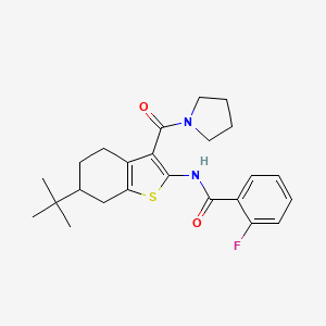 molecular formula C24H29FN2O2S B3934399 N-[6-tert-butyl-3-(pyrrolidine-1-carbonyl)-4,5,6,7-tetrahydro-1-benzothiophen-2-yl]-2-fluorobenzamide 