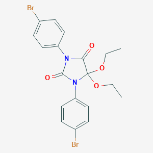 molecular formula C19H18Br2N2O4 B039344 1,3-Bis(4-bromophenyl)-5,5-diethoxyimidazolidine-2,4-dione CAS No. 113567-53-6