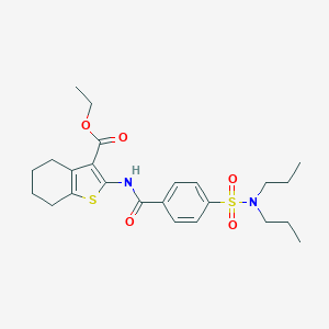 molecular formula C24H32N2O5S2 B393443 Ethyl 2-[[4-(dipropylsulfamoyl)benzoyl]amino]-4,5,6,7-tetrahydro-1-benzothiophene-3-carboxylate CAS No. 313662-52-1